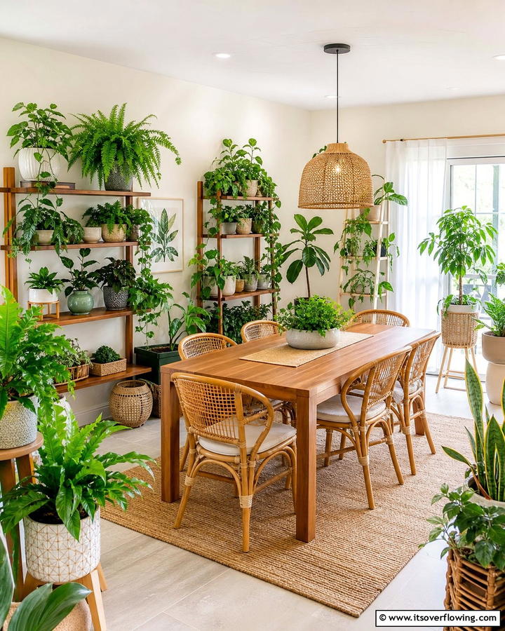 Indoor Plant Variety Showcase - 21 Green Dining Room Ideas to Refresh Your Dining Space