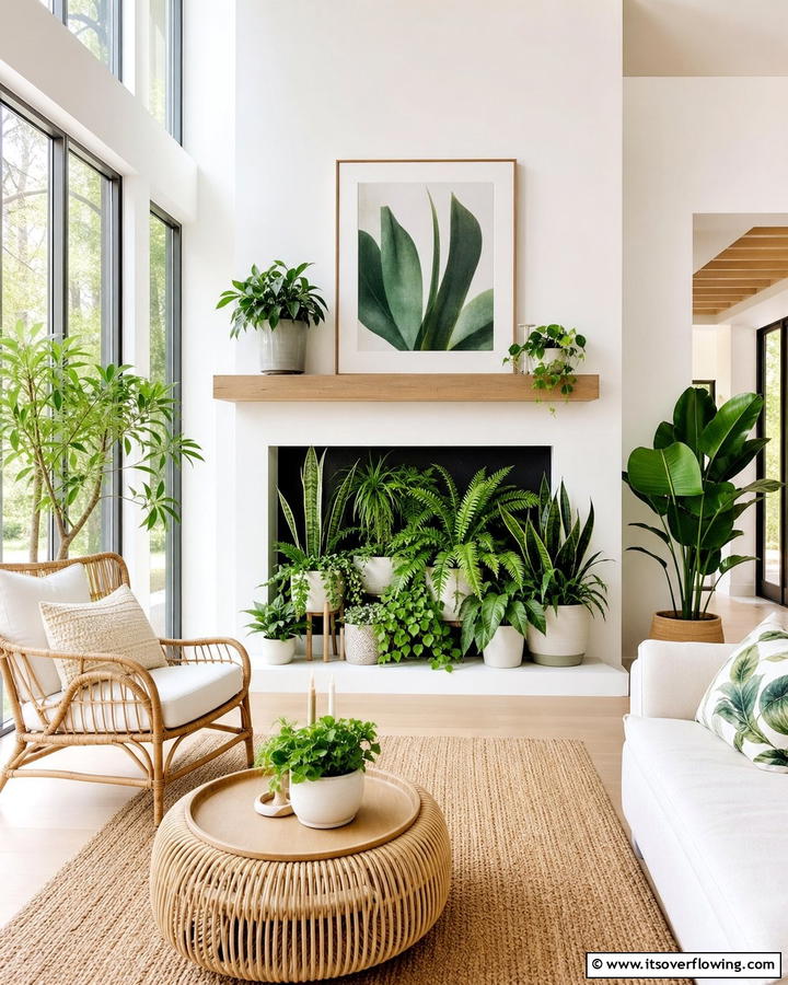 Indoor Planter Oasis - 20 Empty Fireplace Ideas to Transform Your Hearth