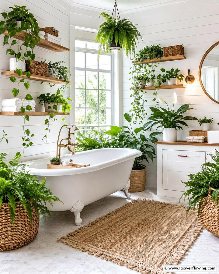 Indoor Plants - 25 Natural Bathroom Ideas for a Spa-Like Retreat at Home