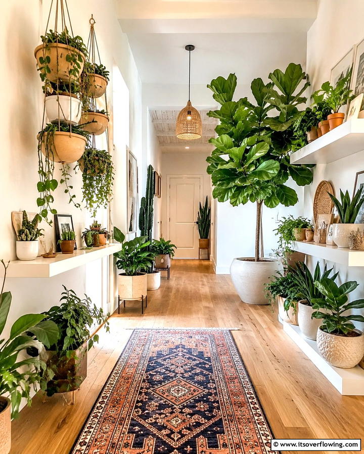 Indoor Plants Display - 25 Green Hallway Ideas for a Fresh and Inviting Home