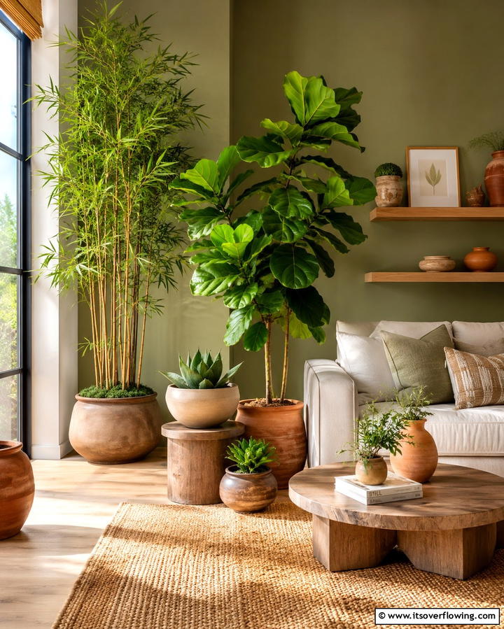 Indoor Plants and Greenery - 30 Serene Zen Living Room Ideas for Mindfulness