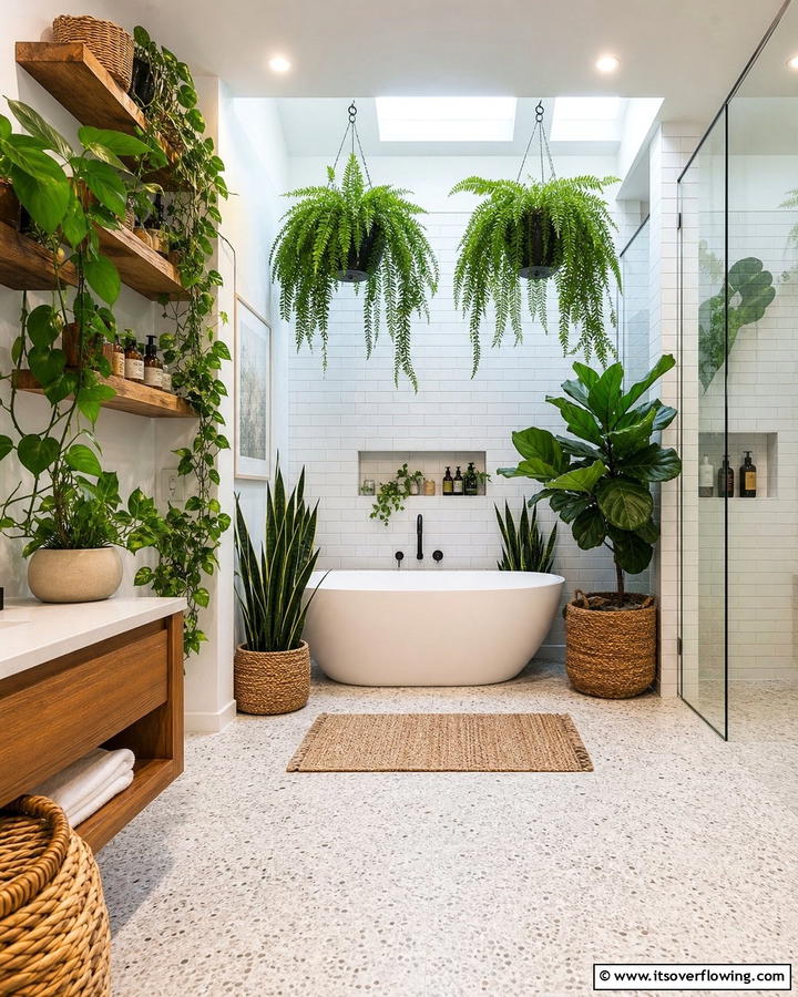 Indoor Plants for Fresh Vibes - 30 Serene Spa Decor Ideas for a Relaxing Bathroom Retreat