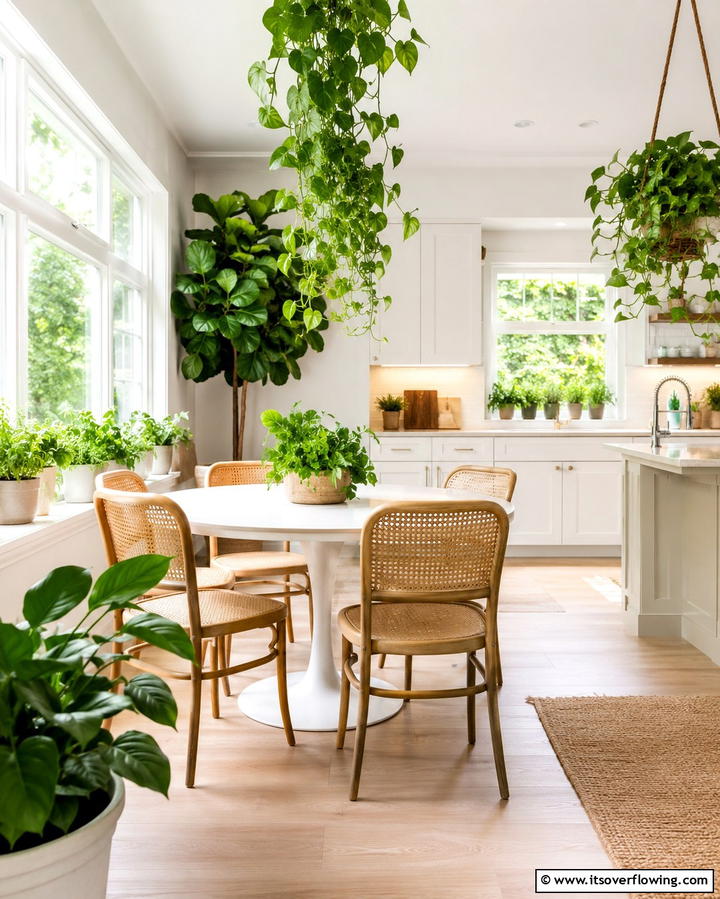 Indoor Plants for Freshness - 25 Eat in Kitchen Ideas for a Cozy and Functional Dining Space