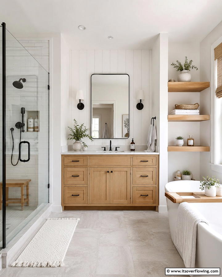 Indoor Plants for Freshness - 25 Scandinavian Bathroom Ideas for a Minimalist and Cozy Space