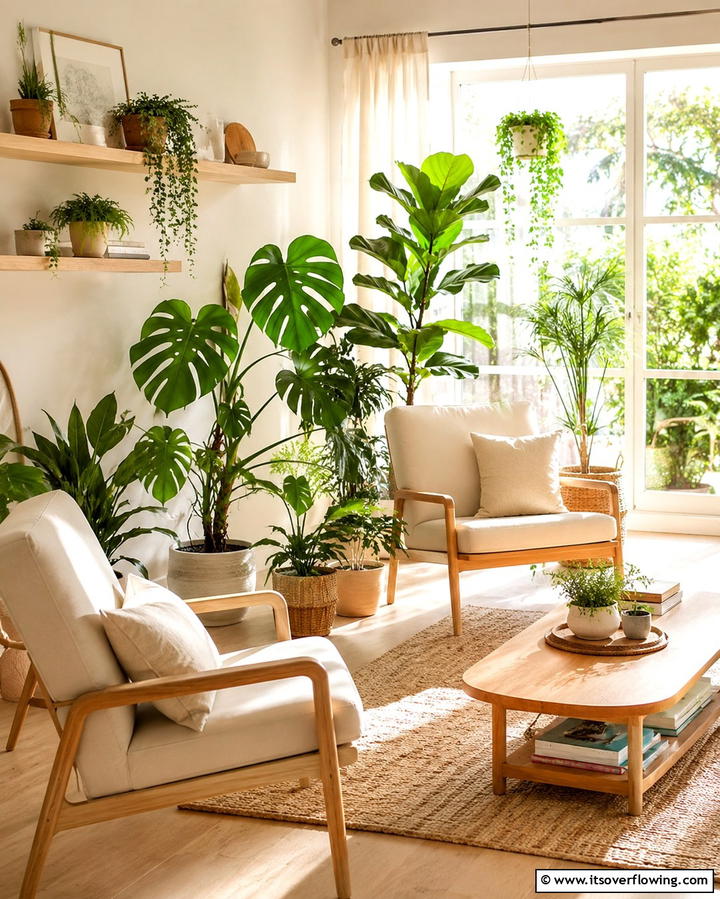 Indoor Plants for Natural Accents - 25 Green Living Room Ideas for a Fresh and Calming Space