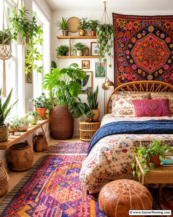 Indoor Plants for Natural Vibrance - 25 Colorful Boho Bedroom Ideas for a Cozy Retreat