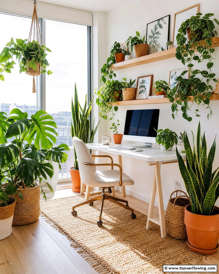 Indoor Plants for Productivity - 21 Modern Home Office Ideas for Productivity & Style