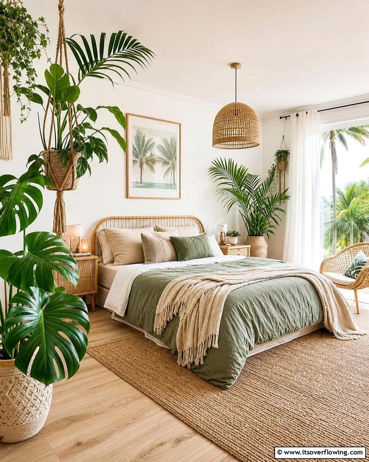 Indoor Plants for a Fresh Touch - 20 Boho Beach Bedroom Ideas for a Relaxing Retreat