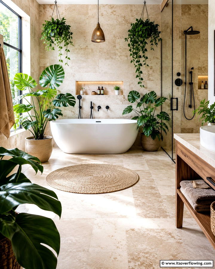 Indoor Plants for a Natural Touch - 25 Spa-Like Bathroom Ideas for a Relaxing Retreat