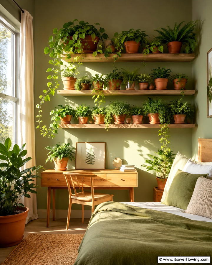Indoor Plants in Terracotta Pots - 25 Green and Brown Bedroom Ideas for Earthy Vibes