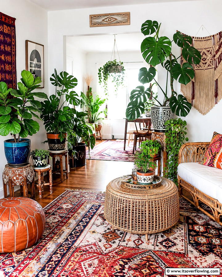 Indoor Plants with Unique Planters - 25 Vibrant Colorful Boho Decor Ideas for Your Space