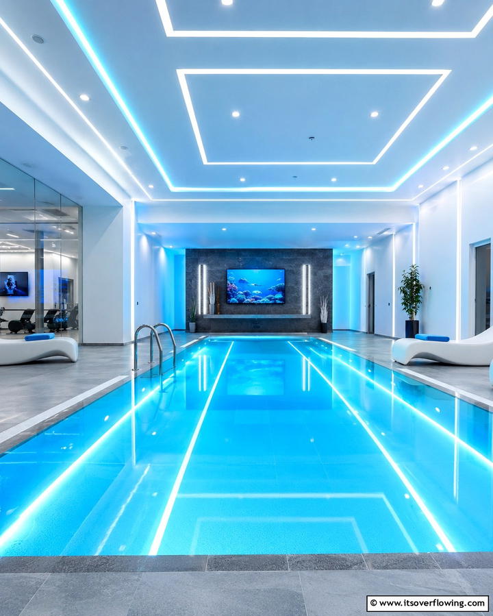 Indoor Pool with LED LightingExact - 25 Luxurious Indoor Pool Ideas for Year-Round Relaxation
