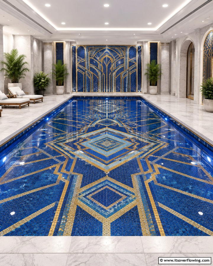 Indoor Pool with Mosaic Tile Designs - 25 Luxurious Indoor Pool Ideas for Year-Round Relaxation