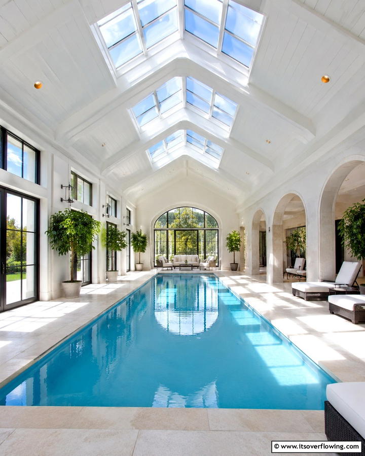 Indoor Pool with SkylightsOne - 25 Luxurious Indoor Pool Ideas for Year-Round Relaxation