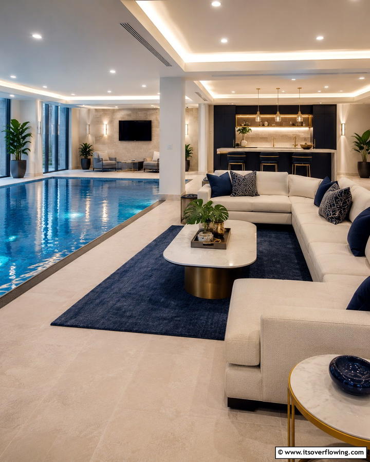 Indoor Pool with a Lounge Area - 25 Luxurious Indoor Pool Ideas for Year-Round Relaxation