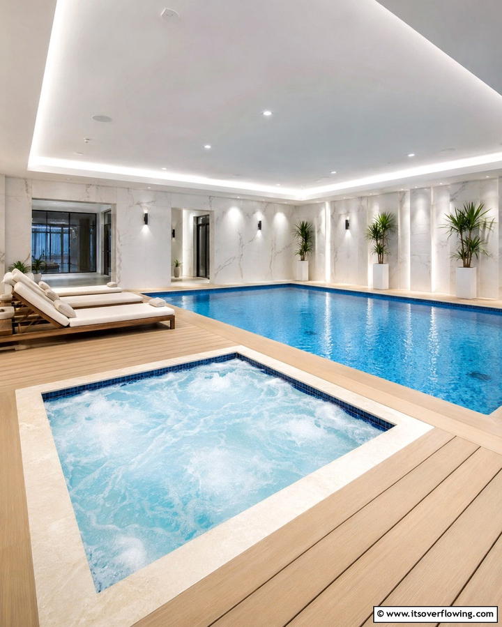 Indoor Pool with a Spa Area - 25 Luxurious Indoor Pool Ideas for Year-Round Relaxation