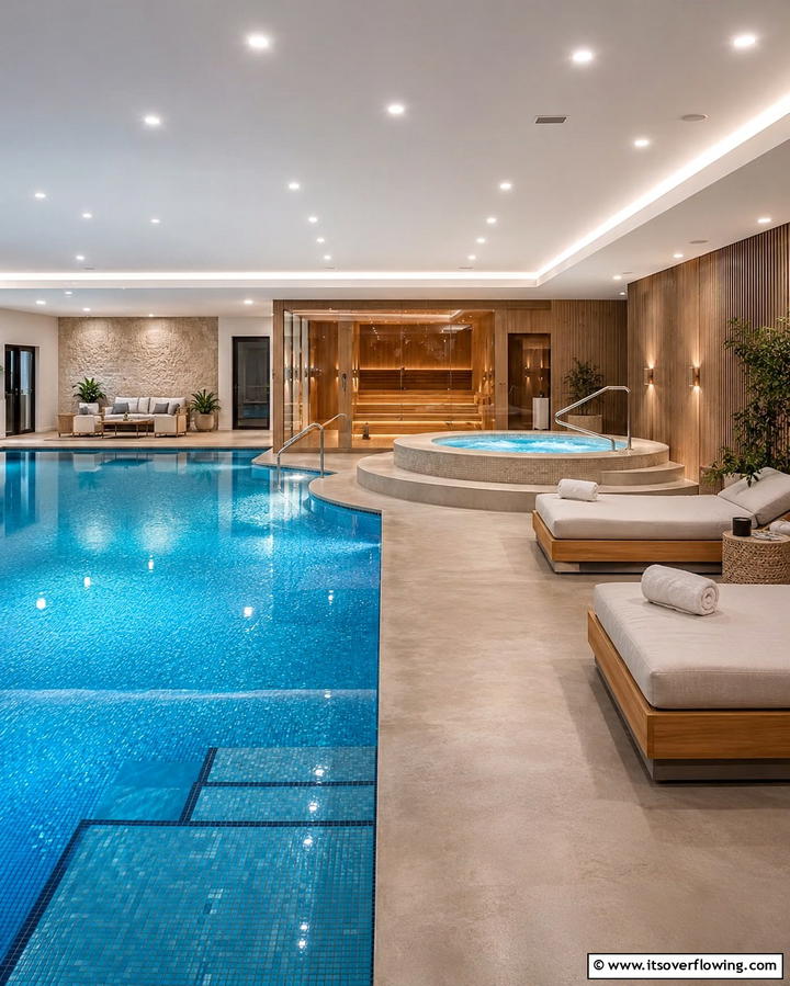 Indoor Pool with a Spa Zone - 25 Luxurious Indoor Pool Ideas for Year-Round Relaxation
