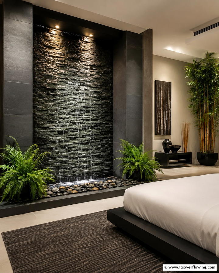 Indoor Water Features - 25 Tropical Bedroom Ideas for a Relaxing Retreat