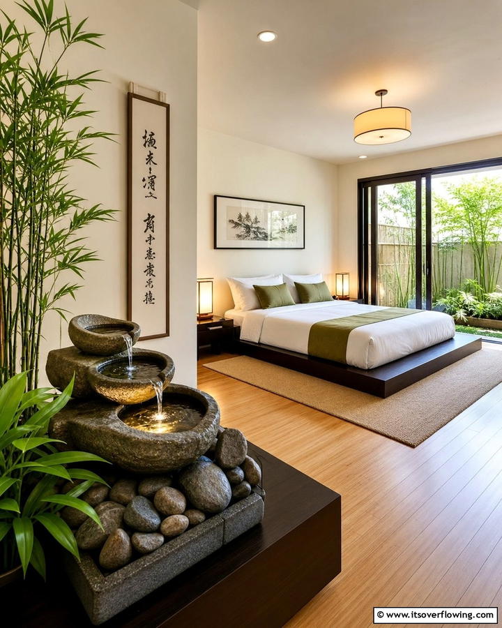 Indoor Water Features for Tranquility - 17 Relaxing Bedroom Ideas for Serene Sleep Sanctuaries