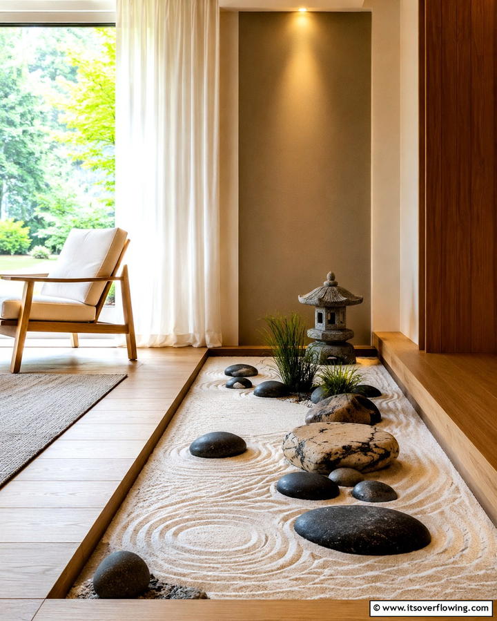 Indoor Zen Garden Features - 25 Japanese Style Living Room Ideas for Serenity