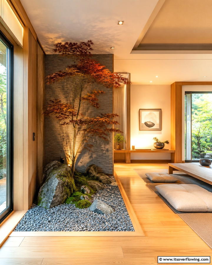 Indoor Zen Garden for a Natural Touch - 25 Japanese Style Living Room Ideas for Serenity