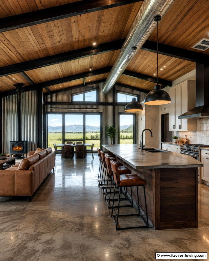 Industrial Accents for a Modern Twist - 25 Rustic Barndominium Interior Design Ideas