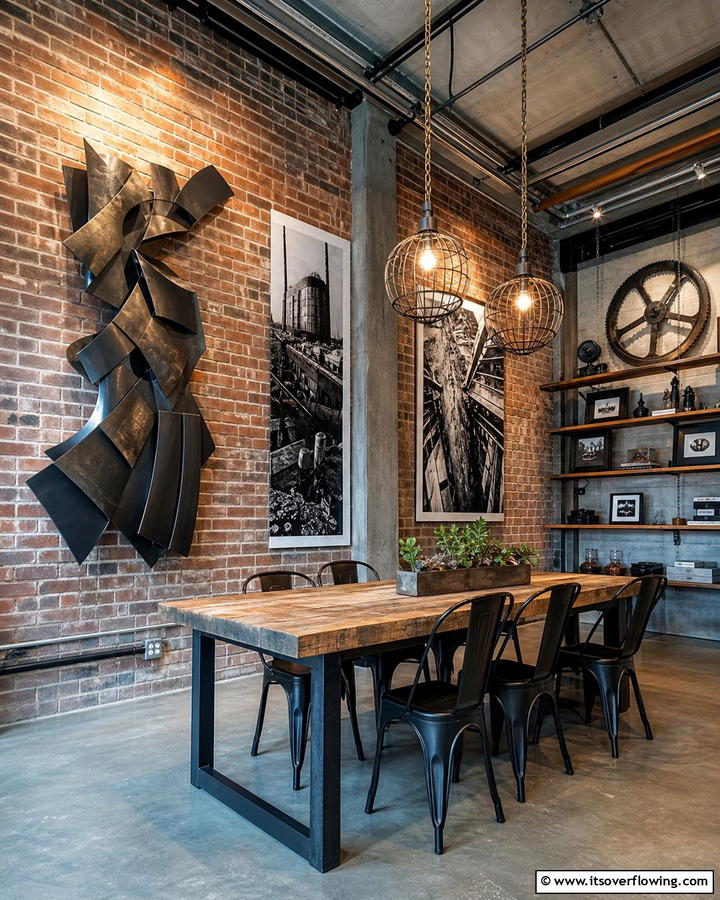 Industrial Artwork - 20 Industrial Dining Room Ideas for a Modern Look