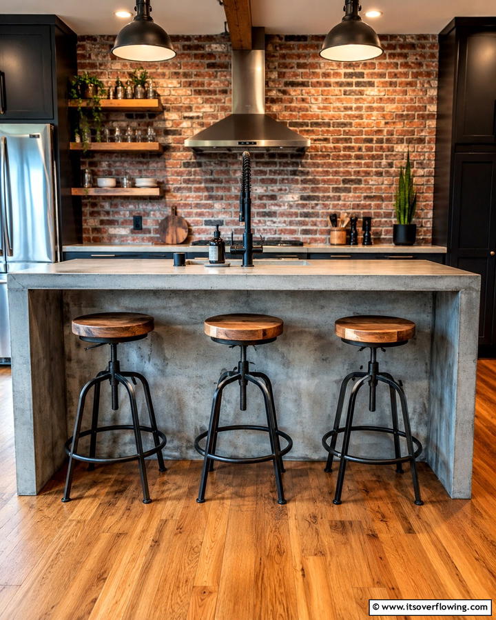 Industrial Bar Stools - 25 Farmhouse Kitchen Island Ideas for Rustic Charm