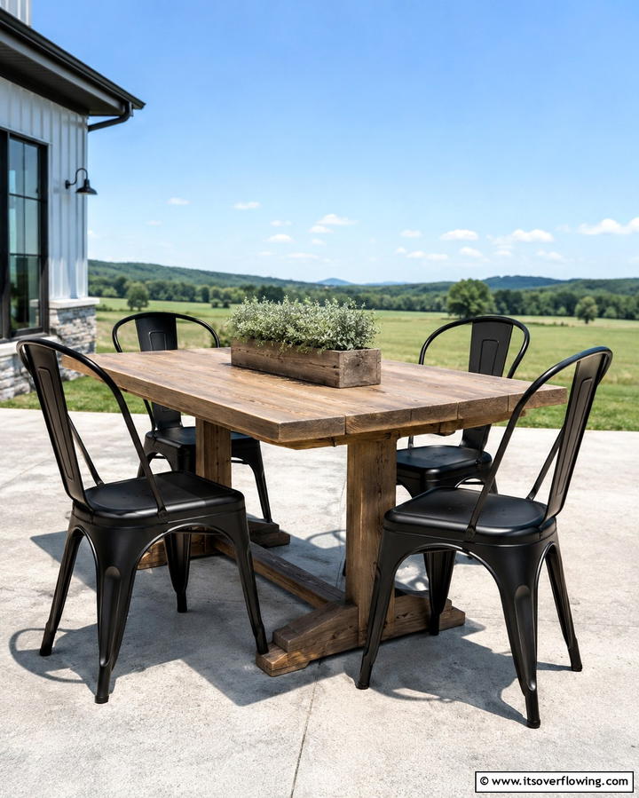 Industrial Black Metal Chairs - 30 Inviting Black Porch Ideas for a Modern Outdoor Oasis