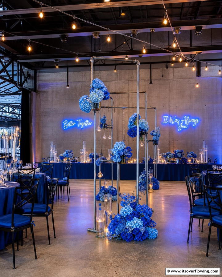 Industrial Blue Chic - 30 Blue Wedding Theme Ideas for Serene Celebrations
