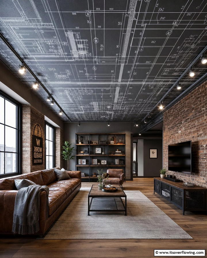 Industrial Blueprint - 30 Artistic Ceiling Murals to Inspire Unique Interior Designs