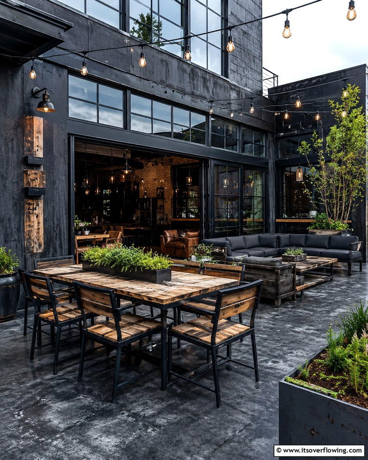 Industrial Charm - 25 Black Concrete Patio Ideas for Modern Outdoor Spaces