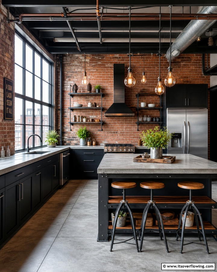Industrial Chic - 30 Kitchens With Black Cabinets for Bold Elegance