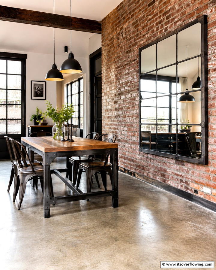 Industrial Chic - 30 Stunning Dining Room Mirror Ideas for Elegance