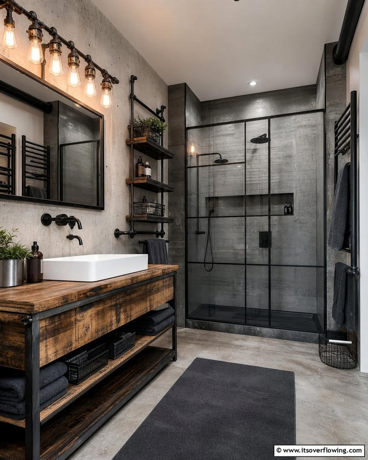 Industrial Chic - 21 Primary Bathroom Design Ideas for Modern Homes