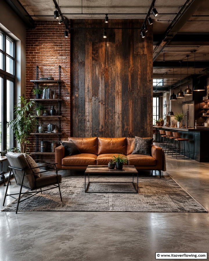 Industrial Chic Accent - 30 Rustic Barnwood Accent Wall Ideas to Transform Your Space