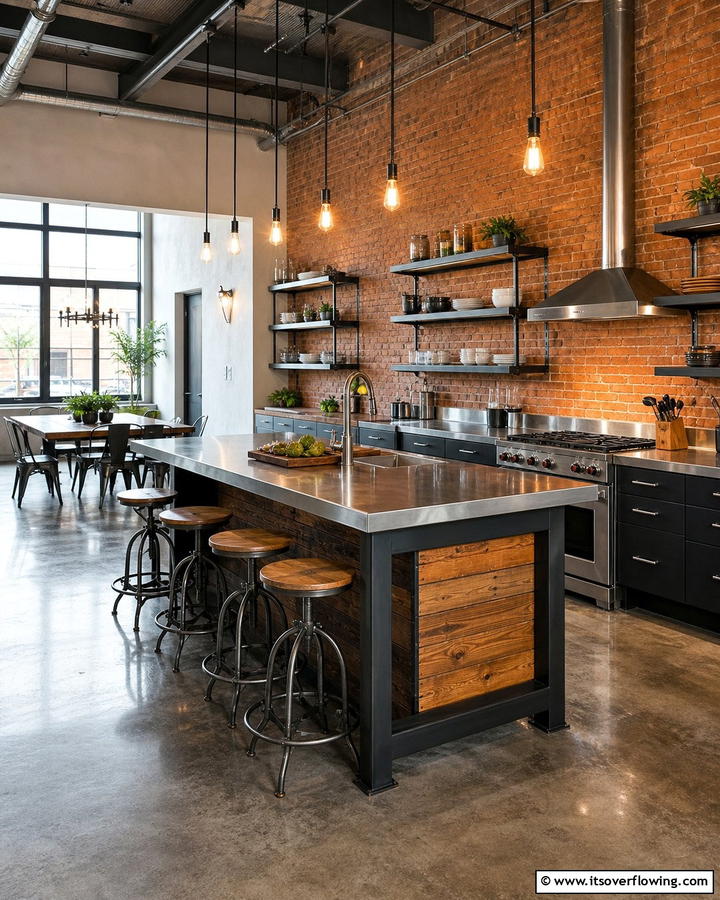 Industrial Chic Appeal - 30 Kitchens Without Upper Cabinets for Open Concepts