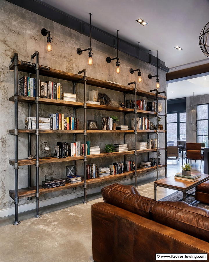Industrial Chic Bookshelf - 30 Creative Bookshelf Decor Ideas for Organized Living Spaces