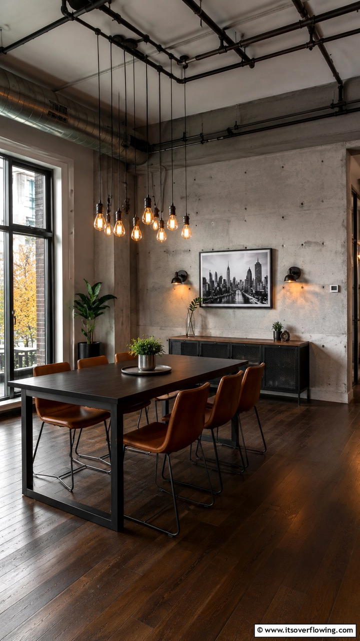 Industrial Chic Concrete - 30 Dining Room Accent Wall Ideas for Bold Style