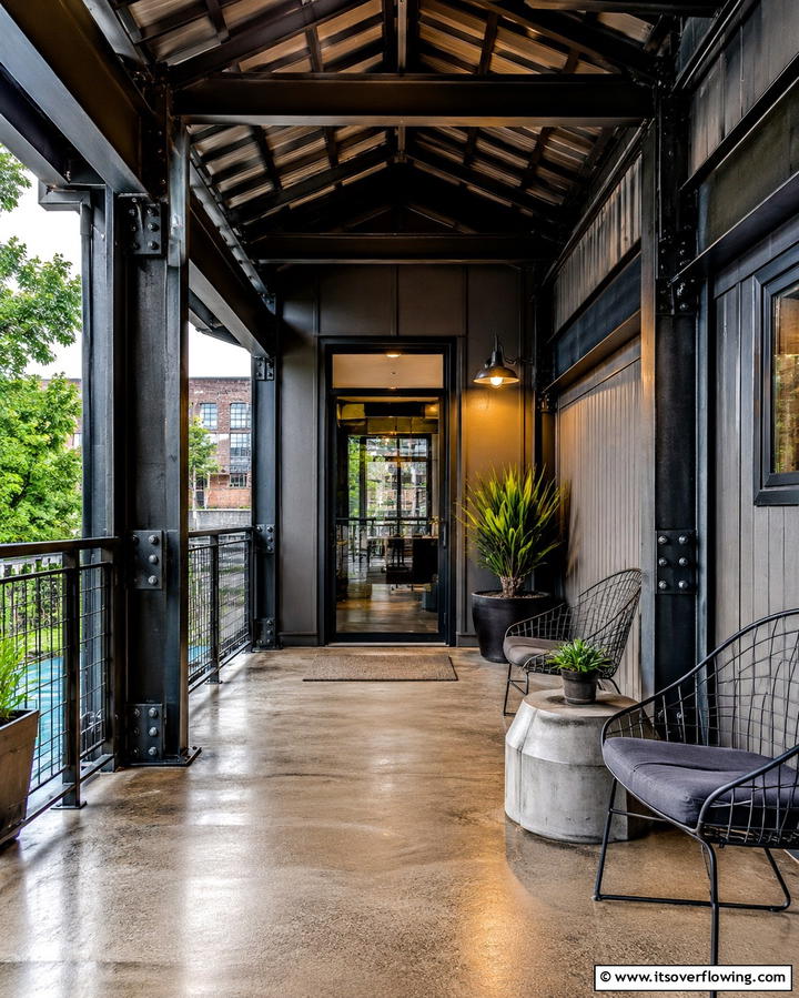 Industrial Chic Design - 25 Open Gable Porch Ideas for a Welcoming Entrance