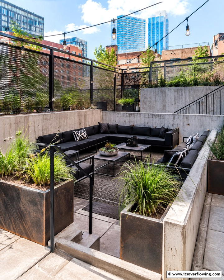 Industrial Chic Design - 20 Sunken Patio Ideas for Cozy Outdoor Living
