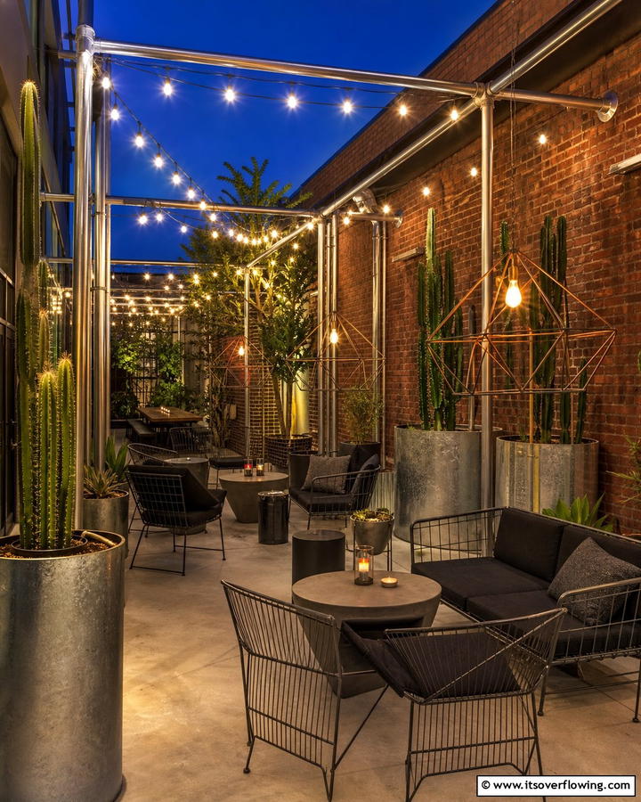 Industrial Chic Displays - 21 Patio String Light Arrangements for Magical Outdoor Ambiance