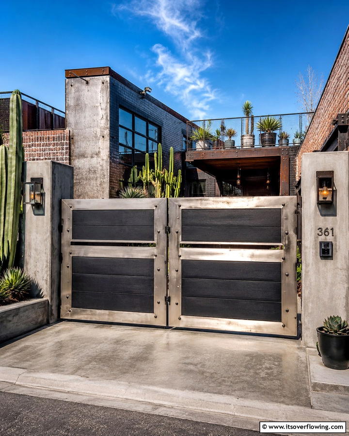 Industrial Chic Gate - 30 Inviting Front Gate Designs for Home Entrances