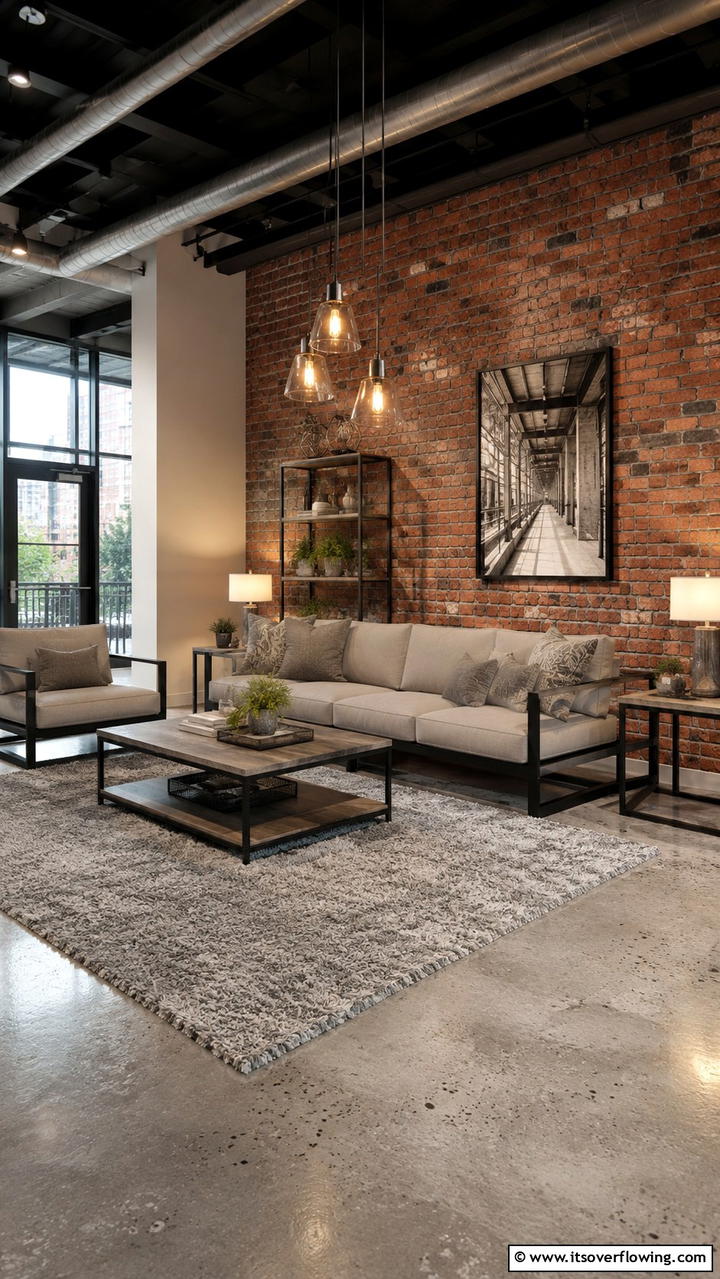 Industrial Chic Greige Living Room - 30 Greige Living Room Ideas for Neutral & Warm Modern Spaces