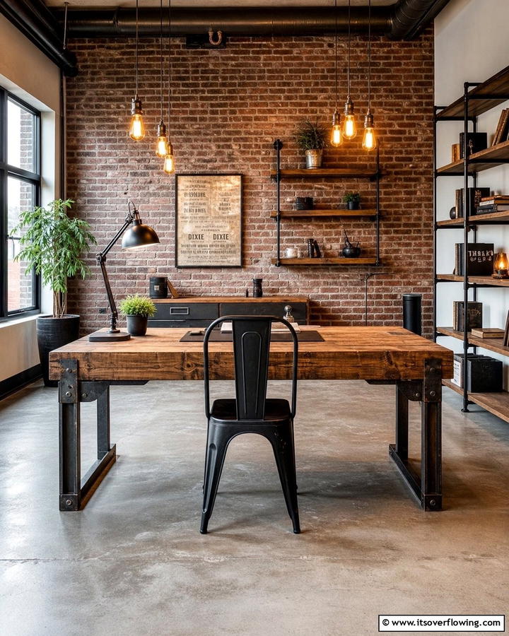 Industrial Chic Home Office - 21 Small Home Office Ideas for Productive Workspaces