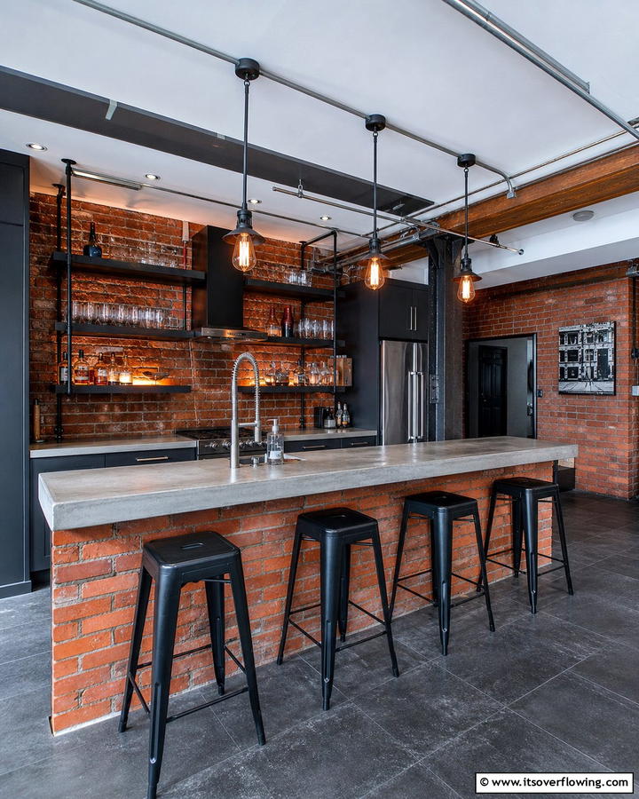 Industrial Chic Kitchen Bar - 30 Kitchen Bar Ideas for Casual Dining and Socializing