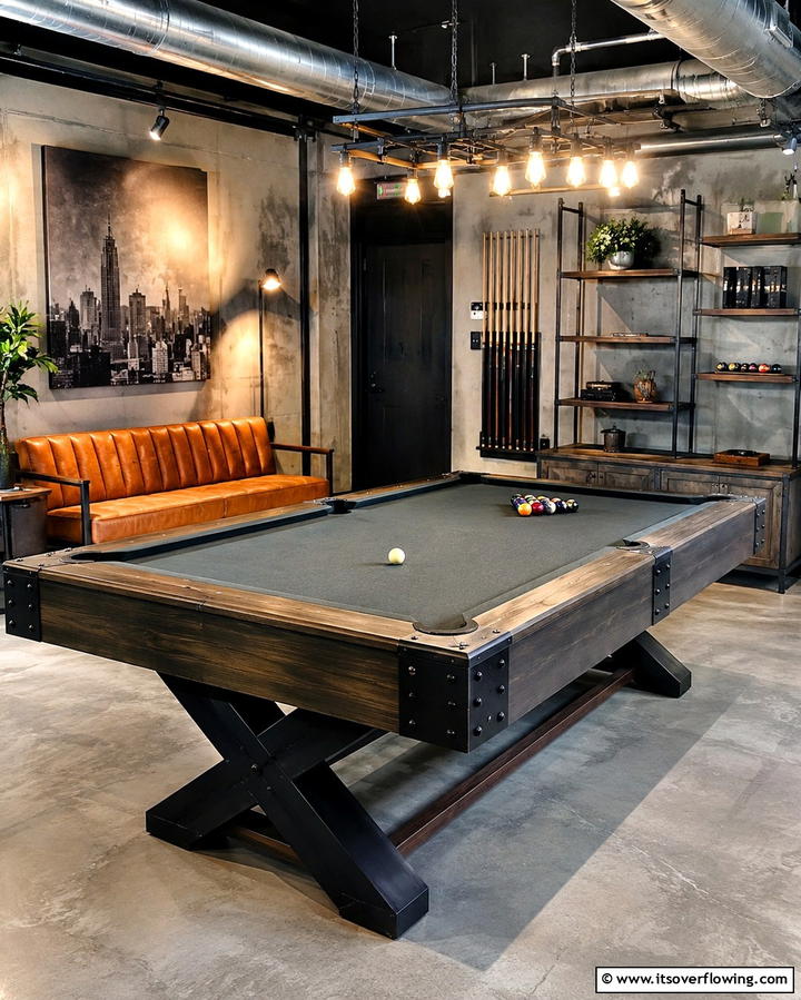 Industrial Chic Pool Table Room - 25 Pool Table Room Ideas for the Ultimate Game Room