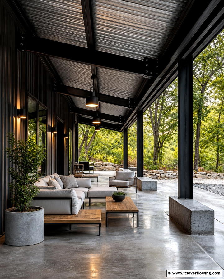 Industrial Chic Styling - 25 Shed Roof Porch Design Ideas for Cozy Spaces