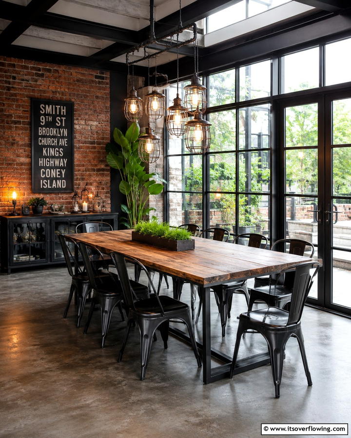 Industrial Chic Sunroom - 30 Sunroom Dining Room Ideas for Bright and Airy Meals