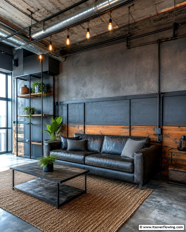 Industrial Chic Wainscoting - 30 Elegant Living Room Wainscoting Ideas for Modern Homes